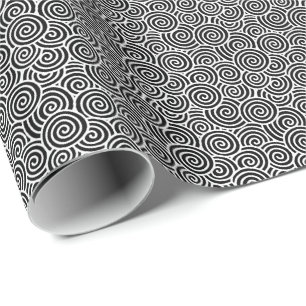 Japanese swirl pattern - black and white wrapping paper