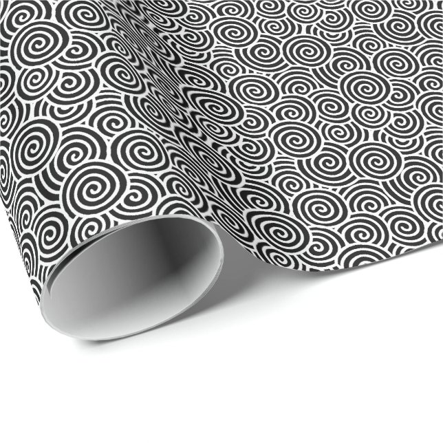 Japanese swirl pattern - black and white wrapping paper (Roll Corner)
