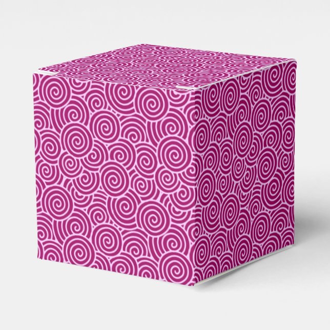Japanese swirl pattern - burgundy and pale pink favor box (Front Side)