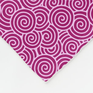 Japanese swirl pattern - burgundy and pale pink fleece blanket