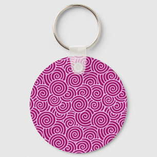 Japanese swirl pattern - burgundy and pale pink keychain
