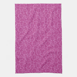 Japanese swirl pattern - burgundy and pale pink kitchen towel