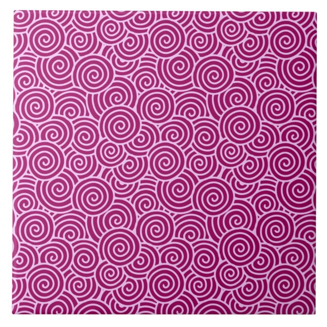 Japanese swirl pattern - burgundy and pale pink tile (Front)