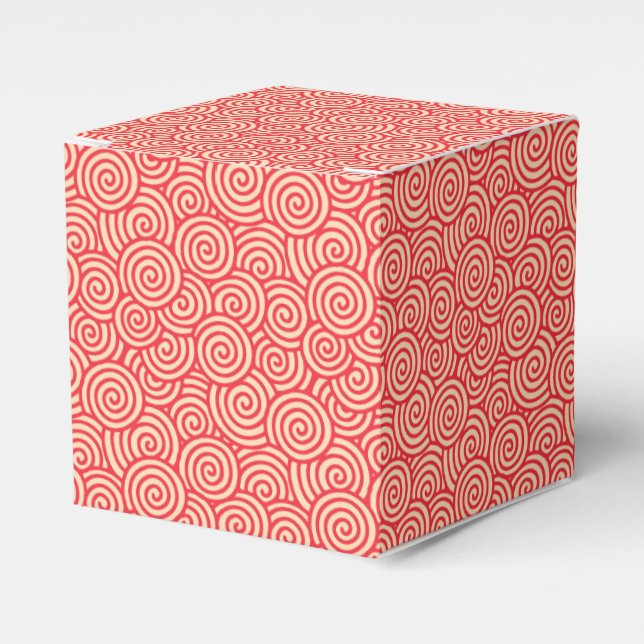 Japanese swirl pattern - coral orange favor box (Front Side)