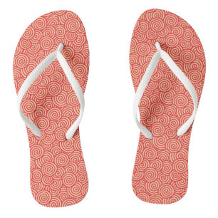 Japanese swirl pattern - coral orange flip flops