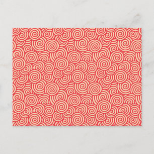 Japanese swirl pattern - coral orange postcard