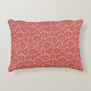 Japanese swirl pattern - deep red and white decorative pillow