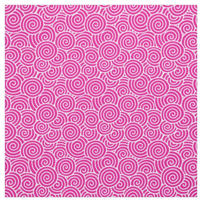 Japanese swirl pattern - fuchsia pink and white fabric (Swatch)