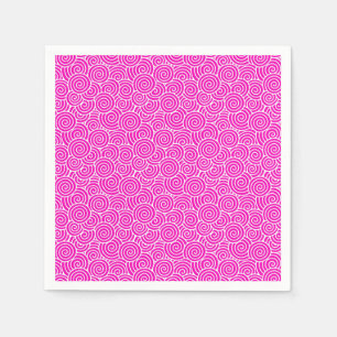 Japanese swirl pattern - fuchsia pink and white napkin