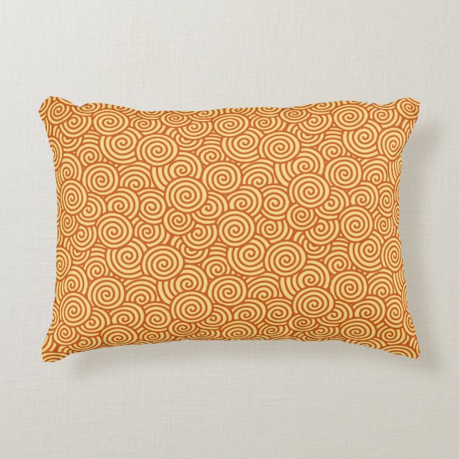 Japanese swirl pattern - mandarin & light orange decorative pillow (Front)