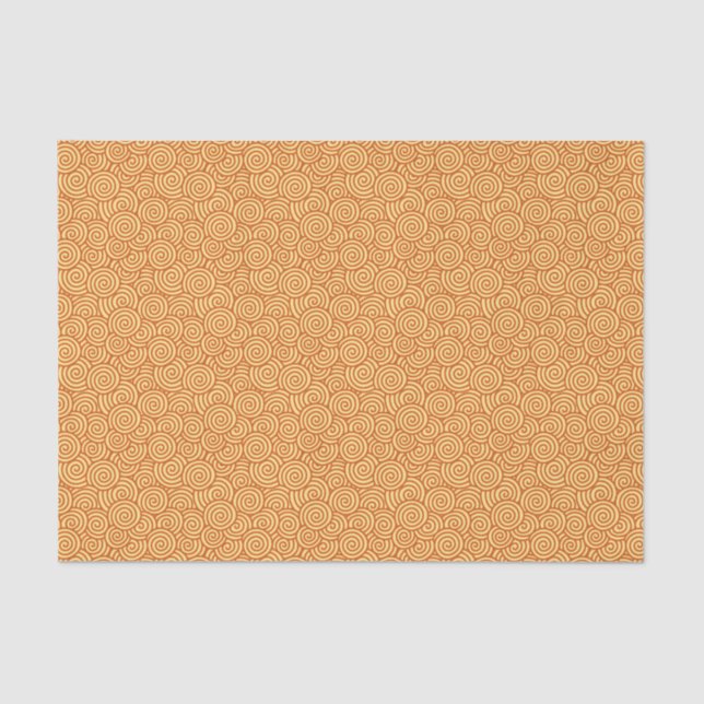 Japanese swirl pattern - mandarin & light orange tissue paper (Front)