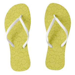Japanese swirl pattern - mustard and light yellow flip flops