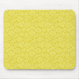 Japanese swirl pattern - mustard and light yellow mouse pad