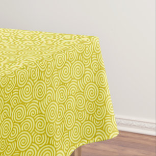Japanese swirl pattern - mustard and light yellow tablecloth