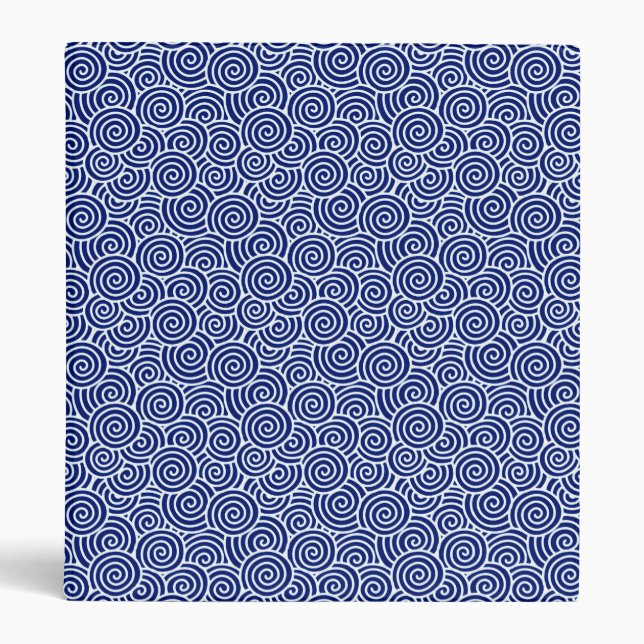 Japanese swirl pattern - navy blue and white binder (Front)