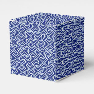Japanese swirl pattern - navy blue and white favor box