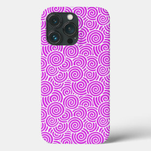 Japanese swirl pattern - orchid and white iPhone 13 pro case