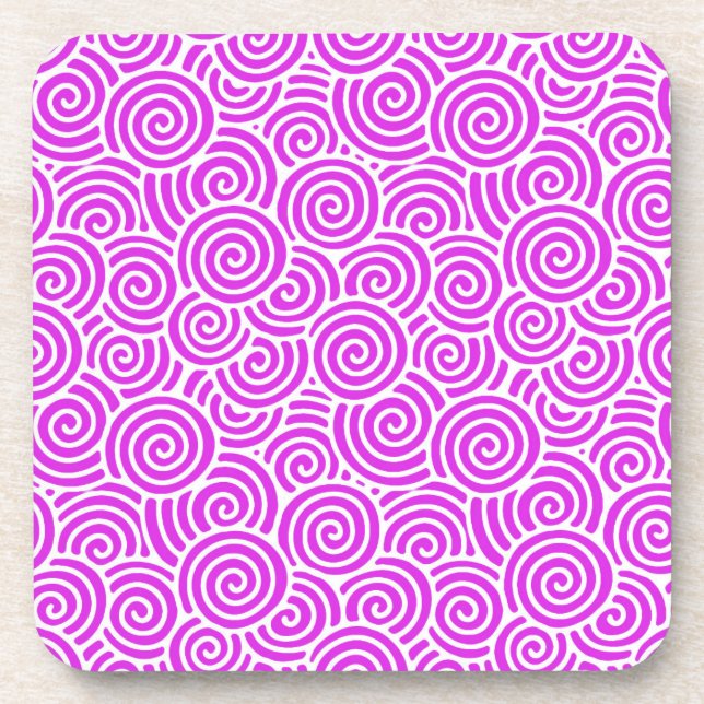 Japanese swirl pattern - orchid and white coaster (Front)