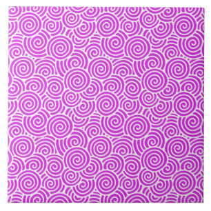 Japanese swirl pattern - orchid and white tile