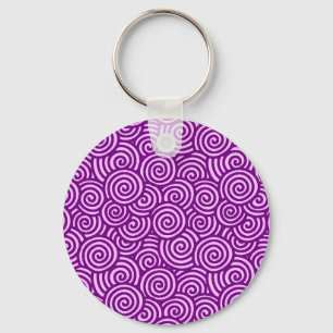 Japanese swirl pattern - orchid pink and purple keychain