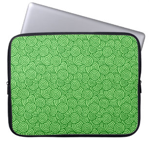 Japanese swirl pattern - pine and lime green laptop sleeve