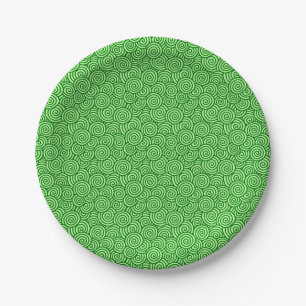 Japanese swirl pattern - pine and lime green paper plate