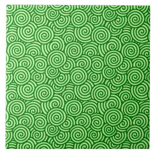 Japanese swirl pattern - pine and lime green tile