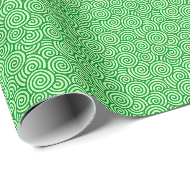 Japanese swirl pattern - pine and lime green wrapping paper (Roll Corner)