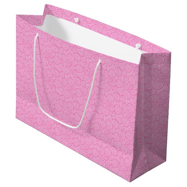 Japanese swirl pattern - soft peppermint pink large gift bag (Front Angled)
