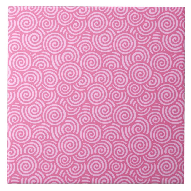Japanese swirl pattern - soft peppermint pink tile (Front)