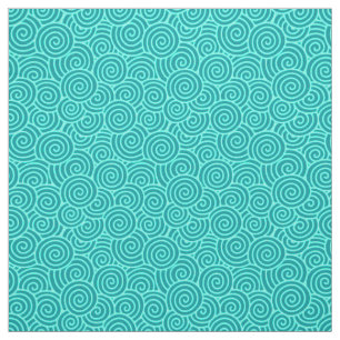 Japanese swirl pattern - turquoise and aqua fabric
