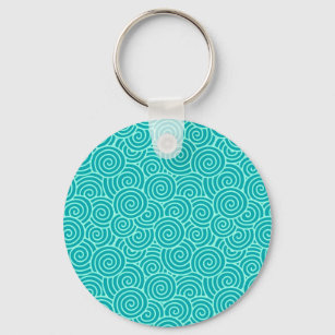 Japanese swirl pattern - turquoise and aqua keychain