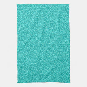 Japanese swirl pattern - turquoise and aqua kitchen towel