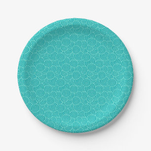 Japanese swirl pattern - turquoise and aqua paper plate