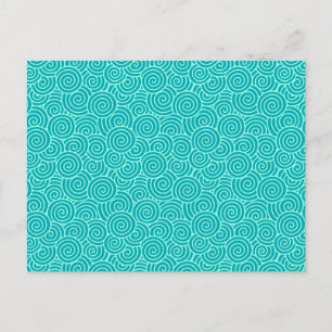 Japanese swirl pattern - turquoise and aqua postcard