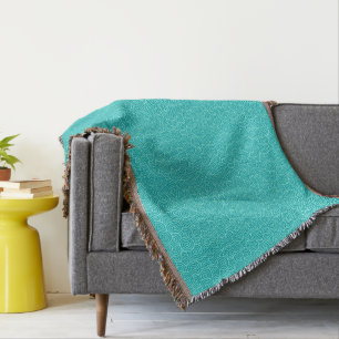 Japanese swirl pattern - turquoise and aqua throw blanket