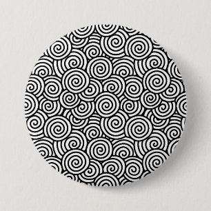 Japanese swirl pattern - white and black 3 inch round button