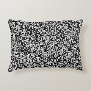 Japanese swirl pattern - white and black accent pillow