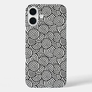 Japanese swirl pattern - white and black iPhone 16 plus case