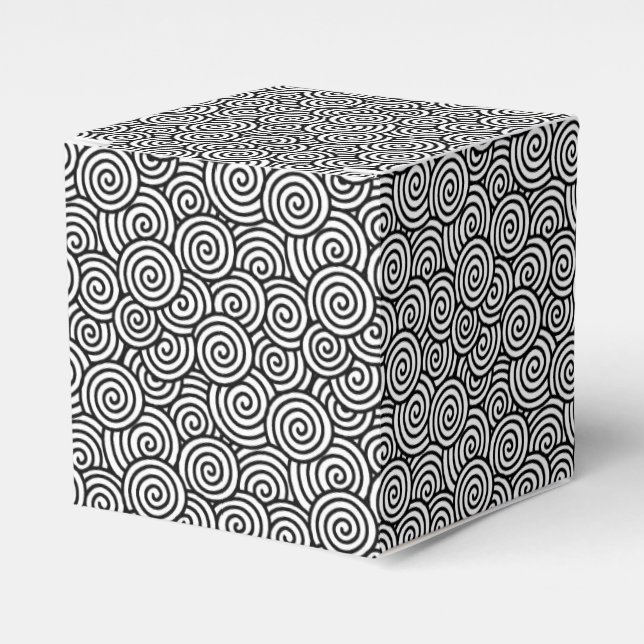 Japanese swirl pattern - white and black favor box (Front Side)