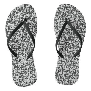 Japanese swirl pattern - white and black flip flops