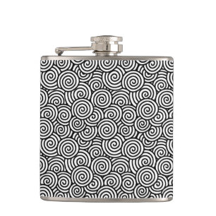 Japanese swirl pattern - white and black hip flask
