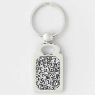 Japanese swirl pattern - white and black keychain