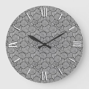 Japanese swirl pattern - white and black large clock