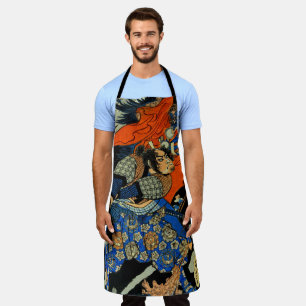 Japanese swordsman fighting monster apron