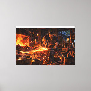 Japanese Swordsmith – Traditional Katana Forging Canvas Print