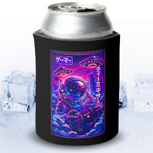 Japanese Synthwave Sci Fi UFO Astronaut Cool Gamer Can Cooler