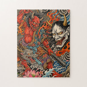 Japanese Tattoo Art / Demons, Hannya, Dragon Jigsaw Puzzle