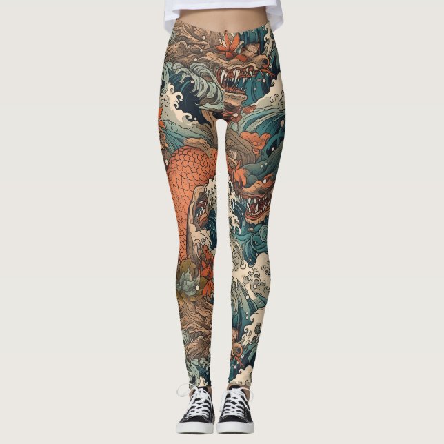 Japanese Tattoo Art Sea Creatures Leggings (Front)