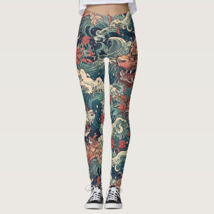 Japanese Tattoo Art Twin Dragons Leggings